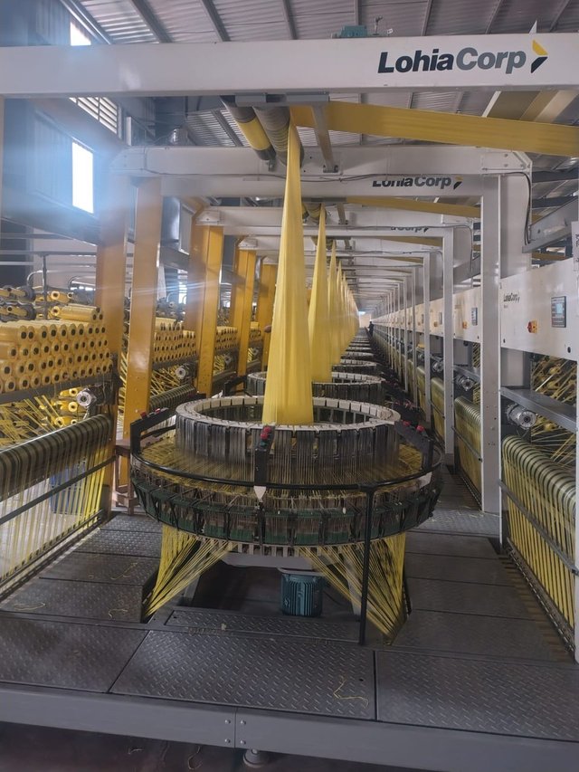 Circular weaving looms at the K R Industries plant