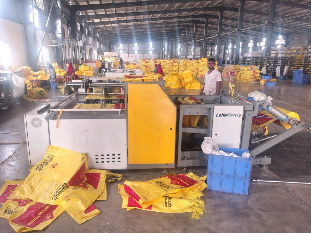 Bag conversion line with printed UltraTech cement bags