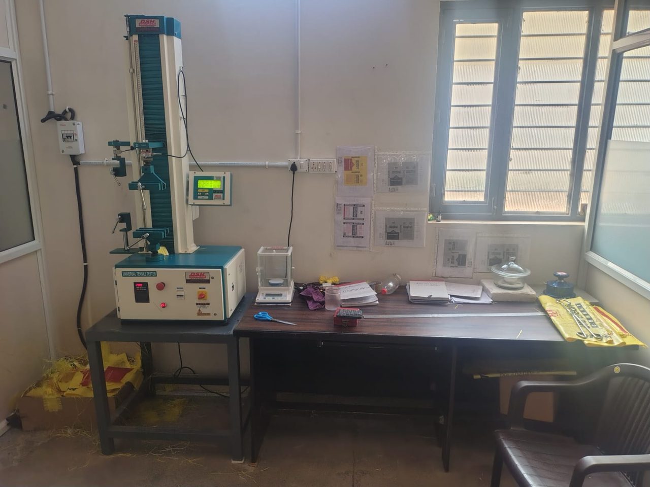Universal tensile tester in the QC lab